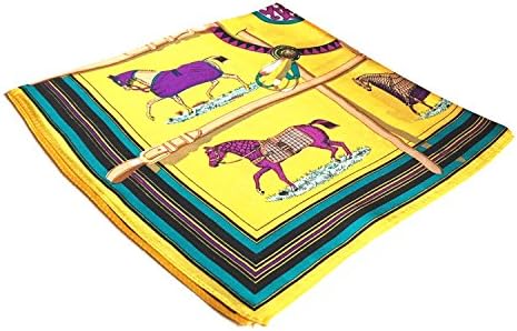 Silk Run – ‘Horse Blanket’ Square Scarf 100% silk, 21,6 x 21.6 inches, yellow