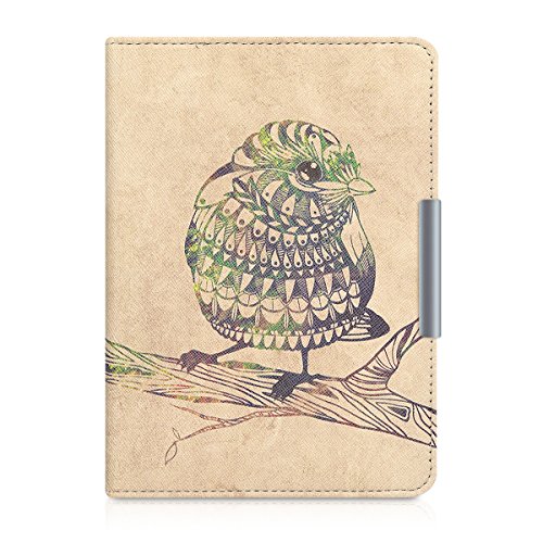 kwmobile Hülle für Tolino Shine 2 HD – Flipcover Case eReader Schutzhülle – Bookstyle Klapphülle Vogel Aztec Design Schwarz Grün Beige - 6