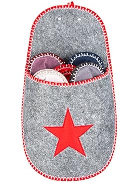 Levivo Gäste-Hausschuhe, 11-tlg. Set aus Filz mit Sternmotiv, rot