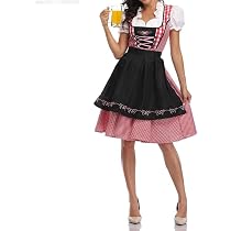 Robe Dirndl Bavaroise 3 Pièces - Oktoberfest Femme Avec Blouse Et Tablier
