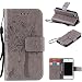Produktbild Für iPhone 4S Hülle & iPhone 4 Ledertasche, SMART LEGEND Drucken Baum Muster Premium PU Leder Handschlaufe Lederhülle Schutzhülle Bookstyle Folio Handyhülle Flip Cover Schale Mappen Tasche Brieftasche Bumper mit Kartenfächer und Standfunktion Magnetverschluss Anti-Scratch Handycover - Grau