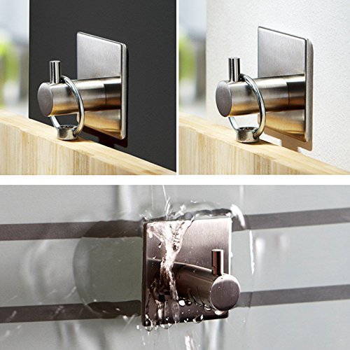 Handtuchhaken Bademantelhaken Kleiderhaken Edelstahl Einzel selbstklebend Nickel Haken gebürstet - 7