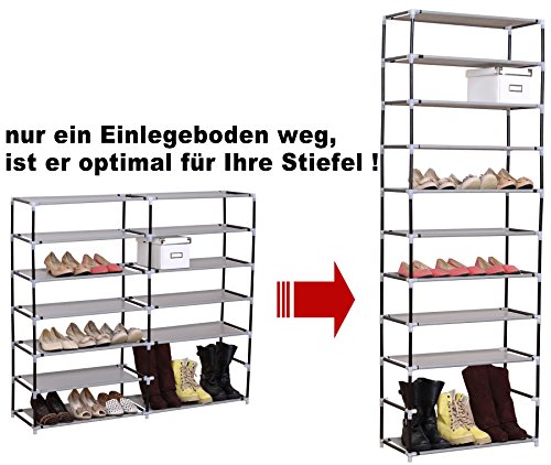 WOLTU® #172-1 Schuhschrank Faltschrank mit Stoffbezug , Stoffschrank Schuhablage Schuhregal Schuhständer , 11 Schicht , 60x29x175cm , Vier Farben (Grau) - 4