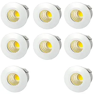 Galaxy LED 3 Watt COB Round Spot Ceiling Light, Color of LED Warm White Recessed Ceiling Lamp (Warm White, Set of 8)