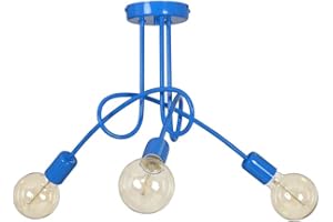 LIGHT HOME LH Light-Home Edison Lampadario da Soffitto Industriale - Lampadari Moderni Per Soggiorno Camera da Letto e Cucina in Metallo - a 3 Luci - E27 - Blu