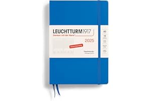 ‎LEUCHTTURM1917 LEUCHTTURM1917 370598 Tageskalender 2025, Medium A5 Hardcover - 12-Monats-Planer und Notizbuch, 80 g, liniert - Sky