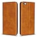 Price comparison product image DENDICO Case for Apple iPhone 6 Plus/iPhone 6s Plus, Classic Leather Wallet Case Flip Notebook Style Cover with Magnetic Closure, Card Holders, Stand Feature - Light Brown