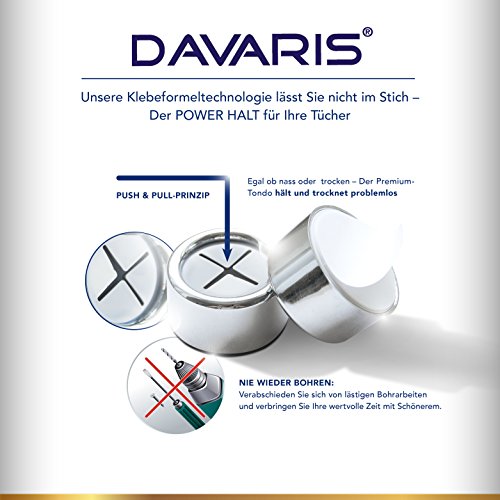 2 im Set – Premium Handtuchhalter – Geschirrtuchhalter – selbstklebend – ohne Bohren – Für Geschirrtücher, Handtücher – Im Modernem Design für Küche & Bad – Inklusive GRATIS E-BOOK – Der Handtuchhaken von Davaris® - 3