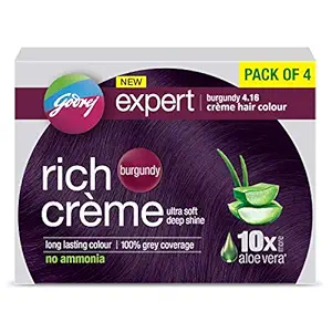 Godrej Expert Rich Crome Hair Colour Shade 4.16 BURGUNDY, Pack of 4 * 20g+20ml