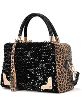 Bocideal Frauen Sequin Leopard Messenger Kreuz Umhängetasche