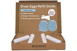 Ecoegg Dryer Egg Fragrance Sticks | Refills | Reduces Drying Time | Tumble Dryer Balls replacement | Freshens and Softens Clothes | Hypoallergenic | Fresh Linen | 4 Fragrance Sticks | Approx 40 Dries