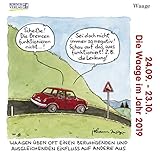 Waage Mini 249319 2019: Sternzeichenkalender-Cartoon - Minikalender im praktischen quadratischen Format 10 x 10 cm. by 