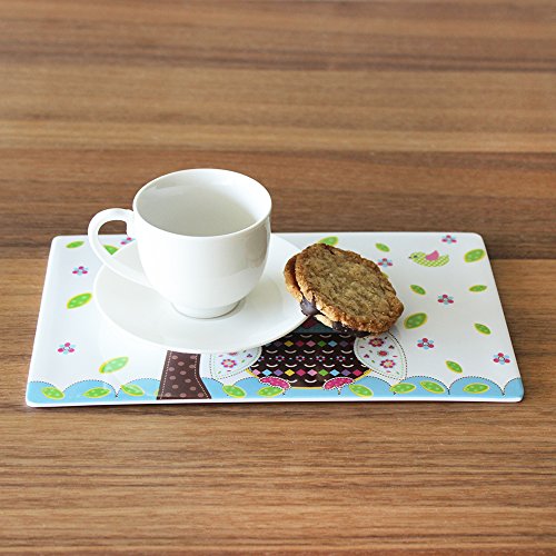 COM-FOUR® 2x Frühstücksbrettchen, Frühstücks- und Schneidebretter im Eulen-Design, 23,4 x 14,3 x 0,3 cm - 2