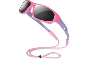 Hifot Polarisées Lunettes de Soleil pour Enfant Anti UV400 Lunettes de Soleil Monture en Caoutchouc Flexible Lunettes de Sport Mixte pour 3-10 Ans Fille et garçon