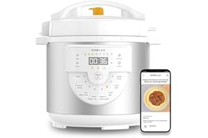 NEWCOOK Olla Programable Newcook Delicious Blanca, Olla a Presión Multifunción Eléctrica con Voz, 15 Funciones, 1000W,6 l, 4 Niv. Presión,Cubeta con recubrimiento cerámico. Accesorio para Freír