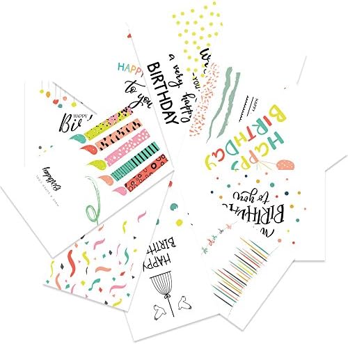 JUSLIN 60Pcs Birthday Happy Greeting Cards with 60 White Self-adhesive Envelopes, Blank cards, Modern Pattern Design