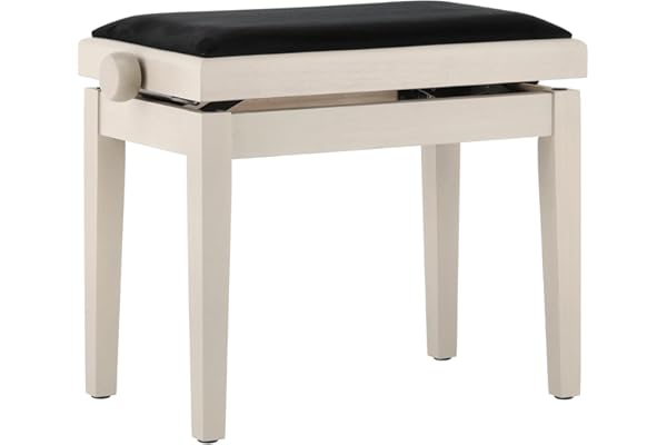 GEWA Banco de Piano Deluxe Abedul Blanco Mate (Ajuste de Altura Suave de 48-57 cm, Hecho de Madera Maciza de Calidad, Duradero y Robusto, Superficie de Asiento de 52 x 30 cm, tapizado de Terciopelo)