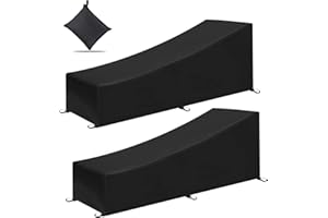 DEVENIRRICHE Funda de chaise longue de jardín, 2 fundas de chaise longue al aire libre, impermeable y cortavientos de tela Oxford 210D para patio exterior (200 x 75 x 40/70 cm)