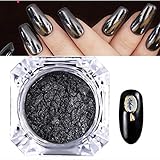Decoracion de uñas. Profesional Negro Manicura Magia Espejo Polvo Brillo Metal Brillante Cromado Pigmento Polvo DIY Decoraciones Herramienta - Negro