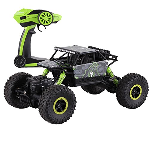 deAO RC Voiture Tout Terrain Rock Crawler 4x4 Radio Commande 1:18 4WD 2.4GHz Sync System Pour le Mode Multi Joueur (Vert)
