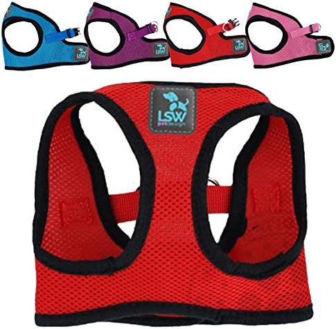 LSW Pet Design No Pull Small Dog Pet Harness Breathable Step In Mesh Harness Red Extra Large