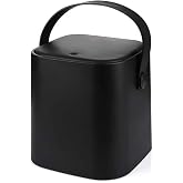 Tutma Saplı İ&ccedil; Kovalı Tezgah &Uuml;st&uuml; Mutfak &Ccedil;&ouml;p Kovası, 4 Litre, Kilitli Kapak, Click Kapak, 20x20x22 cm, Siyah