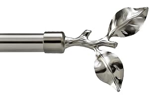 Your Home Online Set Of 2 End Finials For 28mm Curtain Pole Rod Brushed Chrome (Tallinn Leaf Finial)