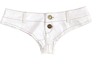 Faringoto Pantaloncini sexy da donna, a vita bassa, elasticizzati, in denim, da discoteca