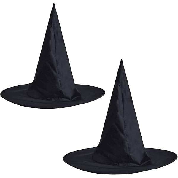 Chapeau De Sorcière Pointu Noir En Tricot - Taille M (tour De Tête 56-58 Cm), Pliable - Pour Halloween, Cosplay, Fête Déguisée