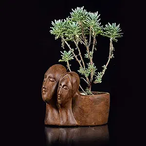 Lasaki Couple Ceramic Pot for Indoor Plants | Planters Flower Pots Gamla Succulent Pot Outdoor (Color: Antique) (L:15 cm, W:9 cm, H:13 cm)