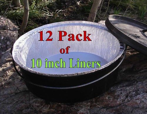 Disposable Foil Dutch Oven Liner, 12 Pack 10" 4Q Liners, No More Cleaning, Seasoning Your Dutch ovens. Lodge, Camp Chef. 12-10"