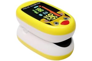 FONCBIEN Oxímetro de Dedo, Saturómetro Oxímetro de Pulsos Monitor de Frecuencia Cardiaca Pantalla LED Vigilancia del Pulso Aparato de Medida para Niño
