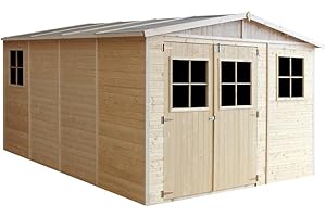 Casa da giardino in legno naturale A226x316x424 cm/12 m²- Magazzino esterno con finestre - Capanno da giardino - Bici, Deposito attrezzi e rimessa TIMBELA M336