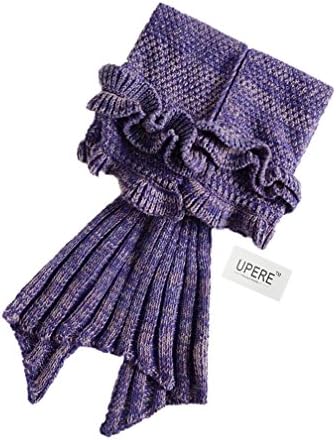 UPERE Mermaid Tail Blanket for Kids Teens Crochet Knitted Mermaid Blanket Snuggle Sleeping Sofa Bed Blanket Purple