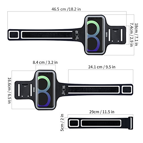 EOTW Brazalete Deportivo Para Samsung Galaxy S8 con Extensor Correa Banda para el brazo Brazalete Correr con bolsillo para llaves auriculares tarjetas y tel  fono para running corriendo Ejercicio Negro
