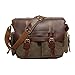 Produktbild Yimidear Männer und Frauen Vintage Canvas Crazy Pferd Leder Trim Schulter Handtasche Messenger Reisetasche (Armgrün)