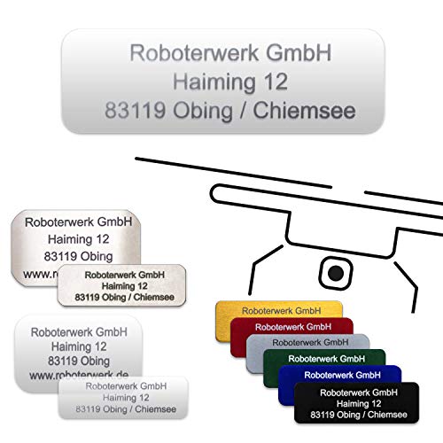 Preisvergleich Produktbild Roboterwerk Drohnen-Kennzeichen - eloxiertes Aluminium, Titan, High-Tech Glas - präzise Laserbeschriftung inkl. hilfreicher Pilotenkarte (Plakette zur Adress-Kennzeichnung)
