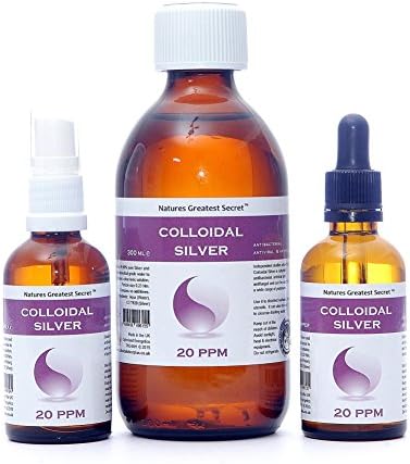20 ppm Colloidal Silver Starter Pack - 300ml Refill + 50ml Spray + 50ml Dropper - high pH 9.0