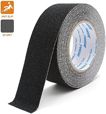 Anti Slip Adhesive Tape, Atemto Non Skid Abrasive Safety Tape 4 inches 33ft Traction Heavy Duty Industry Grade Anti-Slip Anti-Skid Tape Grit Tape for Stair Porch Bathroom Kid The Old (100mm, Black)