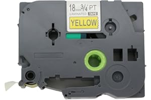 BROVACS 1 opakowanie czarna na żółtej bardzo mocna taśma samoprzylepna kompatybilna z Brother P-Touch TZ S641 TZe S641 18 mm 3/10.2 cm OPA1264