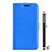 Produktbild Locaa(TM) For SONY Xperia Z5 Compact Z5mini Z5compact PU Holster case + Griffel + Anti Dust plug Deluxe Luxus niedlich Schöne bunt Card Holder Wallet Protection Hülle - [Leder Serie] blau