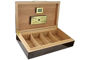 GERMANUS Humidor Licca avec hygromètre numérique et GERMANUS cristal humidificateur Cave à cigares,