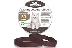 Woyamay Collare Calmante per Gatti, Collari Calmanti Feromoni Gatto Regolabile e Impermeabile, Naturale Anti-Ansia Collare Gatto Calmante per Gatti di Taglia Piccola, Media e Grande, Marrone (2 Pezzi)