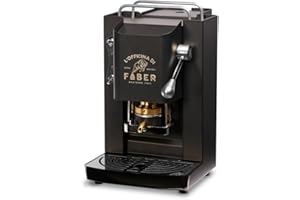 FABER COFFEE MACHINES | Model Pro Deluxe | Machine à café avec dosettes ese 44 mm | Finition chrome noir mat | Pressacialda en laiton