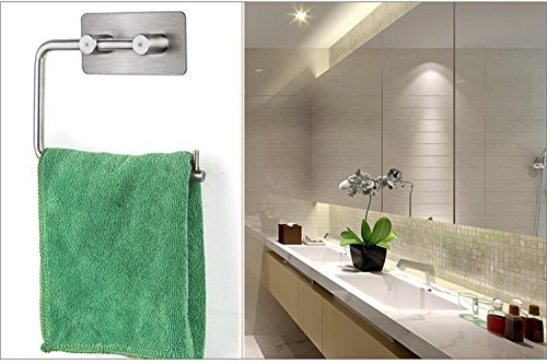 ViZe Papierrollenhalter Selbstklebend Toilette WC Edelstahl Küchenrollenhalter Wand 3M Selbstklebender 304 Edelstahl Toilettenpapierhalter Rollenhalter für Badezimmer ohne Bohren - 6