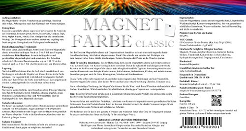 1 Liter Esocor® Magnetfarbe classic + 5 Neodym- Test Magnete Gratis – sehr Allergikerfreundlich – Ideal für sensible Innenräume - 5