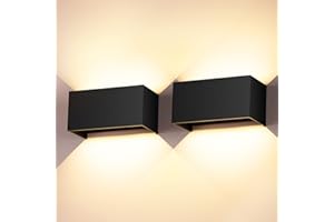 Cwycfw 24W Applique da Esterno 2 Pezzi Applique Esterno 3000K Bianco Caldo Lampade da Parete Angolo del Fascio Regolabile Applique da Parete Interno/Esterno IP65 Impermeabile