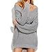 Produktbild fablcrew Strick Pullover Sexy Damen V-Ausschnitt Lange Ärmel Pullover Casual Jumper Tops Strickwaren, grau, Free Size