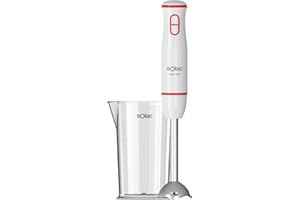 Solac – Batidora de mano Mixo 1000, 2 Velocidades con Turbo, Cuchillas y Varilla de Acero Inoxidable, Montaje/Desmontaje Fácil, Libre BPA, 1000W, Incluye Vaso medidor