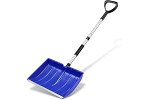 Hmseng Grande pelle à neige amovible avec poignée en D, grand espace de rangement, convient pour un véhicule de jardin pour le camping en plein air bleu